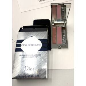 Christian Dior Sparkling Gloss & Lipstick Duo 002 – Rare Collectible Compact wit